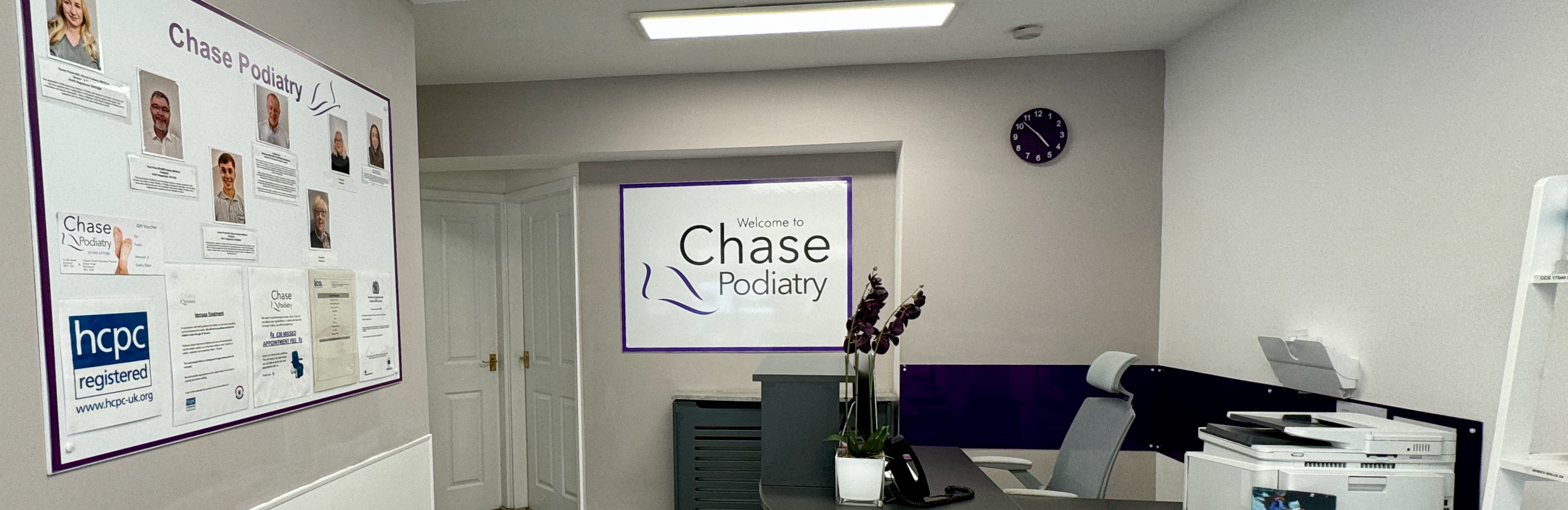 Chase Podiatry's waiting room at our Cannock practice